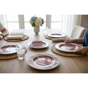 Marshalls Melamine Plates Set of 4 8.5in Red White Blue Brand New Americana Star